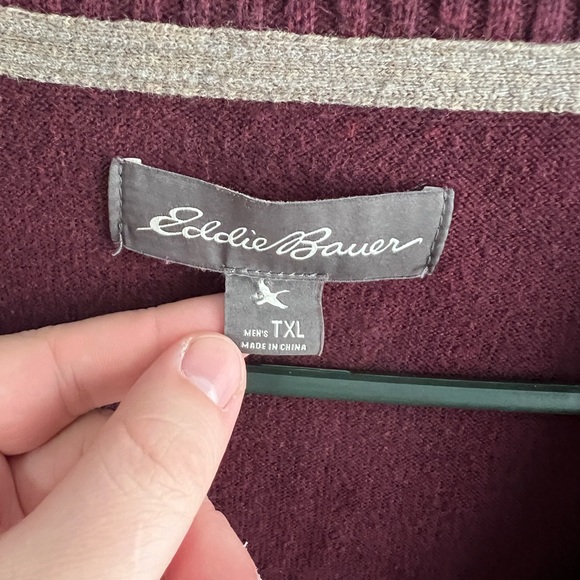 Eddie Bauer red wool blend pullover men’s size TXL - Picture 3 of 6